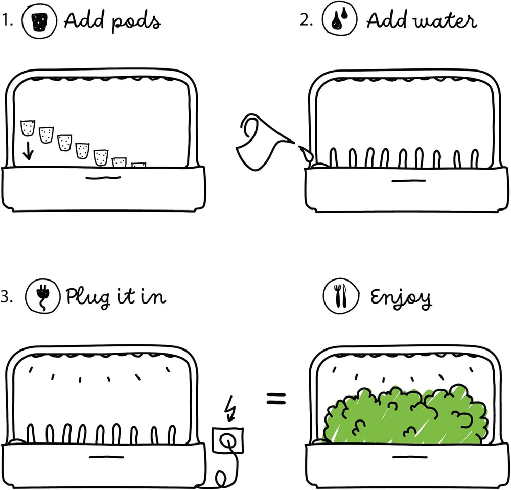 Vnitřní zahrada Click and Grow, jednodušší než hydroponický systém pěstování, LED Smart Garden, bylinková zahrada, vnitřní skleník s 9 rostlinnými kapslemi (bílé)