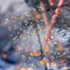 JMEOWIO 3D Nagelsticker Bunte Blasen Nail Art Sticker Selbstklebend Nagelaufkleber 5D Stereoskopisch Dekoration Nageldesign Zubehör 1 Blatt