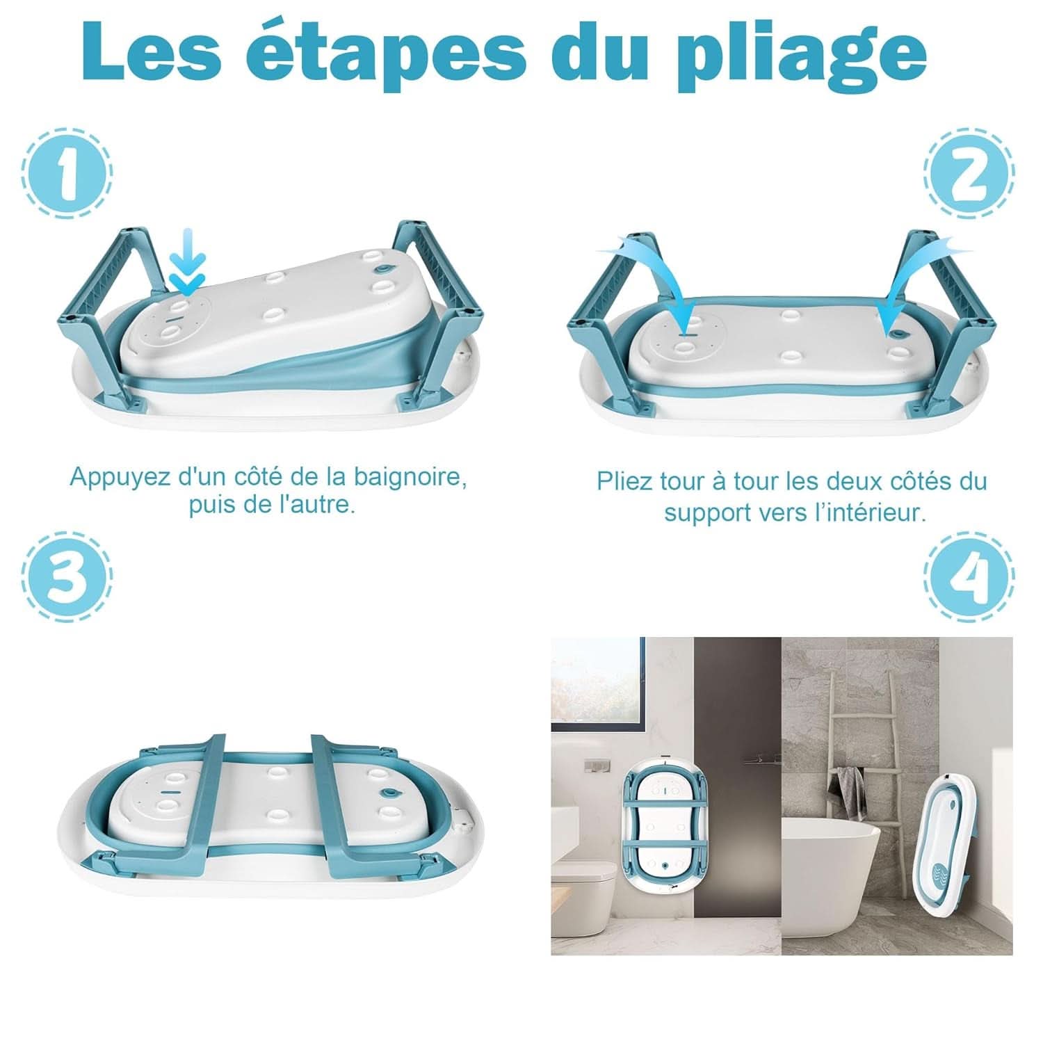 Einesin Velká XXL skládací vanička pro miminka s integrovaným teploměrem Mother and Child Naty Shop