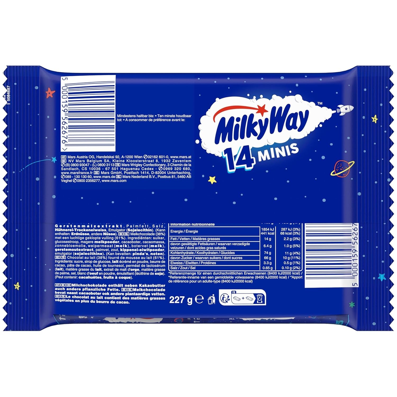 Mini velké balení čokolády, mini čokoládové tyčinky s nugátovým krémovým karamelem, 227 g, tip na čokoládový dárek, velké balení čokolády