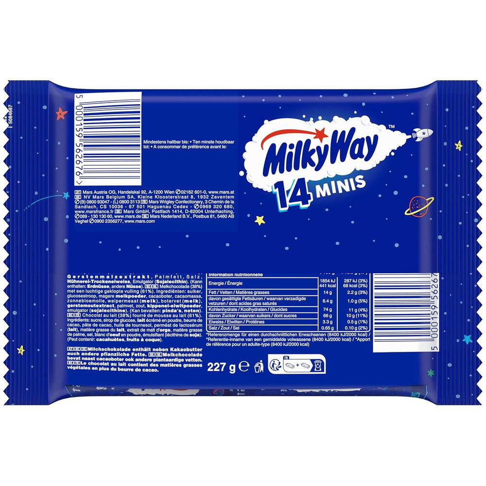 Mini velké balení čokolády, mini čokoládové tyčinky s nugátovým krémovým karamelem, 227 g, tip na čokoládový dárek, velké balení čokolády