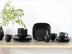Creatable, 16818, Serie Magic Black Square, 16-Teiliges Geschirrset, Kombiservice Aus Steinzeug, Spülmaschinen- Und Mikrowellengeeignet, Made in Portugal Seturi vesela masa Naty Shop