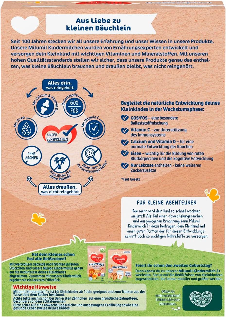 Milupa Mléko pro děti Milumil 1 plus - od 1 roku - pro malé děti ve fázi růstu - doprovází přirozený vývoj - 5 x 550 g prášku Mother and Child Naty Shop