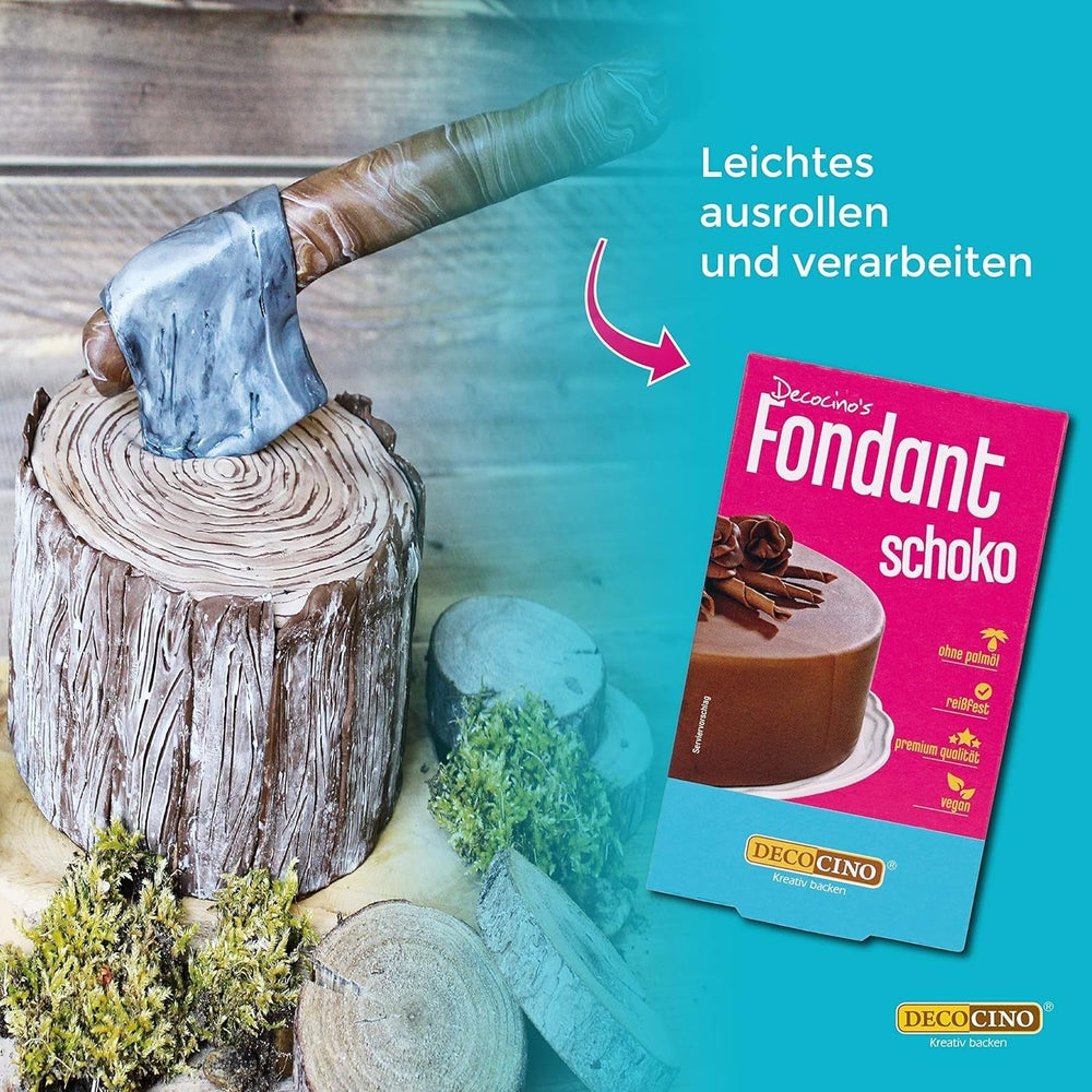 DECOCINO Fondant Schoko – 250 G – Ideal Zum Verzieren Von Kuchen, Torten, Cupcakes – Palmölfrei & Vegan Glazuri si Decor Naty Shop