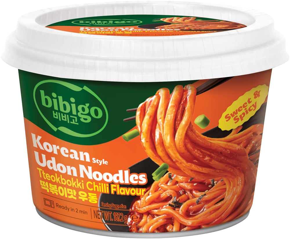 BIBIGO - Korejské chilli nudle Topokki Udon. Typ – (1 x 187,2G)