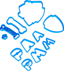 Formă de tăiat fondant Patrula Cățelușilor, plastic, albastru, 8x7x1.5 cm