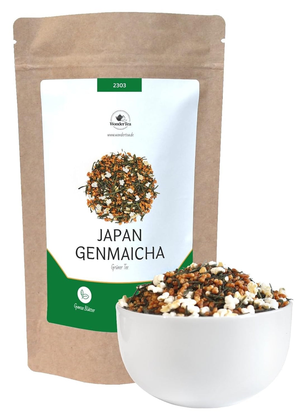 Ceai verde japonez Genmaicha cu orez prăjit, 50% Sencha din Kagoshima, ceai verde premium vrac, amestec tradițional, fără arome adăugate, 100 g | Wondertea Ceai verde japonez Genmaicha