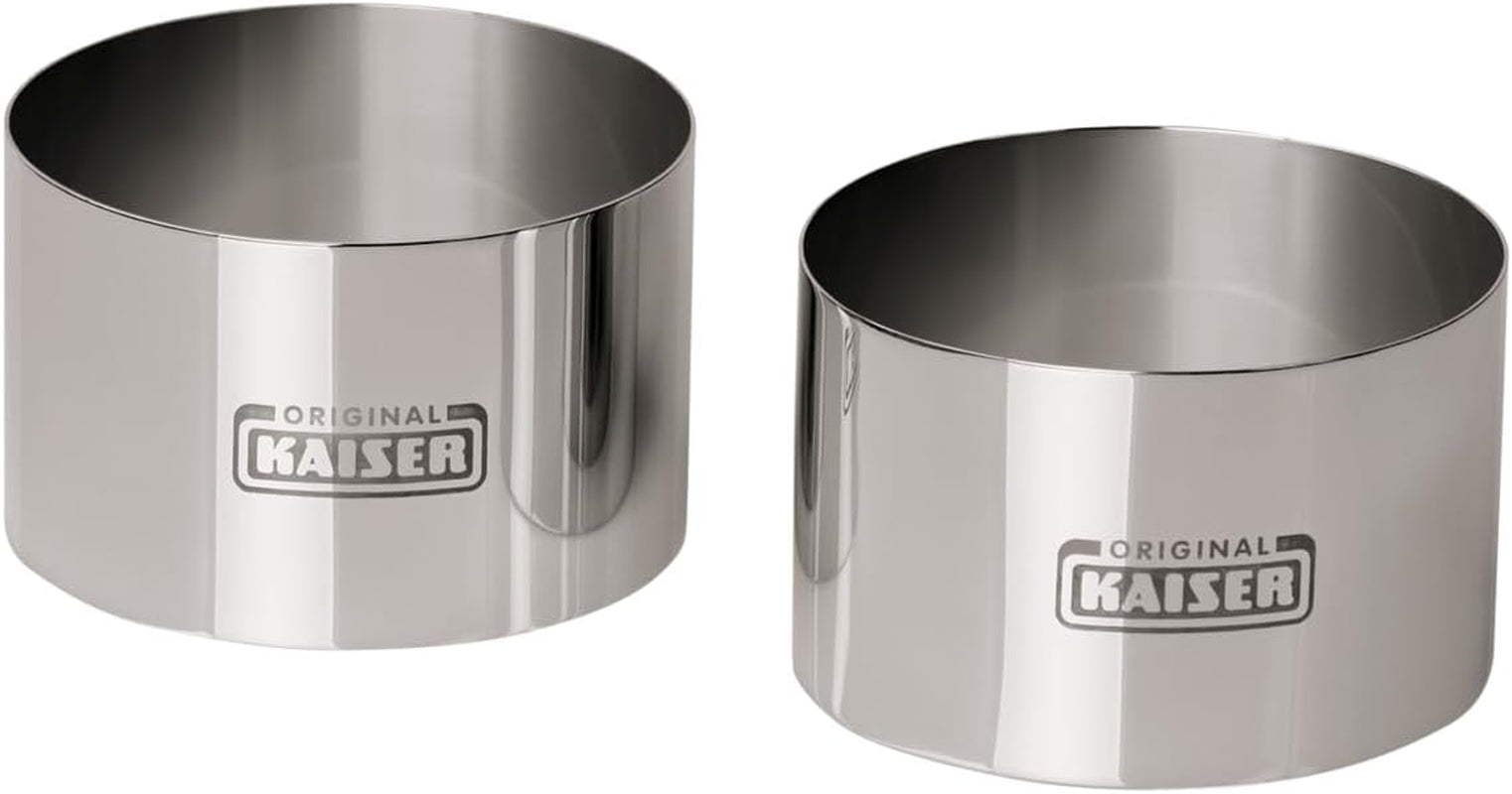 Set original de inele pentru desert Kaiser Inspiration, 2 piese, inele de servire, oțel inoxidabil, 8 cm, inele pentru alimente, pentru o prezentare atractivă, lavabile în mașina de spălat vase, argintii