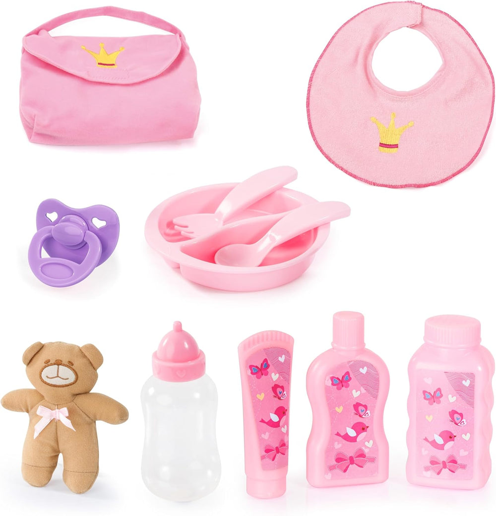 Bayer Design 94694AG 94694AA, Păpușă funcțională, Păpușă interactivă Piccolina Magic Eyes, mișcă gura, clipește și închide ochii, vorbitoare, violet, 46 cm