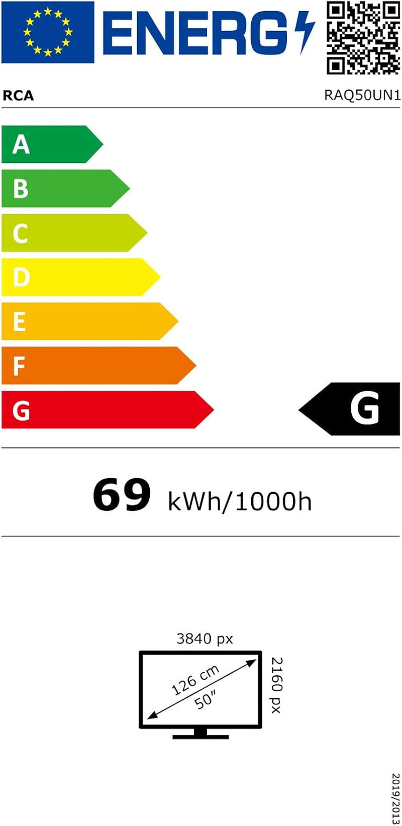 Televizor inteligent RCA de 50 de inci QLED 4K UHD HDR, Android TV, WiFi, Bluetooth