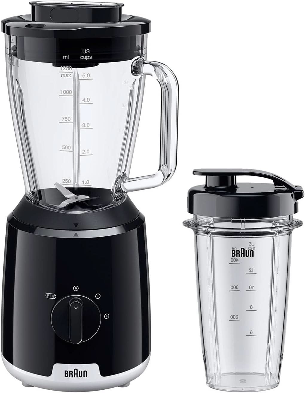 Braun Powerblend 1 JB1050WH - Stojanový mixér s 1,5 l Glas-Mixaufsatz, Küchenhelfer Zum Zerkleinern, Pürieren & Mixen, Ice-Crush-Funktion, 2 Geschwindigkeiten, 600 Watt, Weiß Bucataries Naty Shop