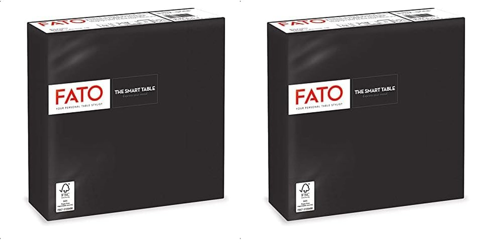 , Șervețele de hârtie de unică folosință, ideale pentru prânzuri informale și bufete, pachet de 50 de șervețele, dimensiune 33X33, 4 pliuri, 2 straturi, culoare neagră, certificate Fsc (pachet de 2)