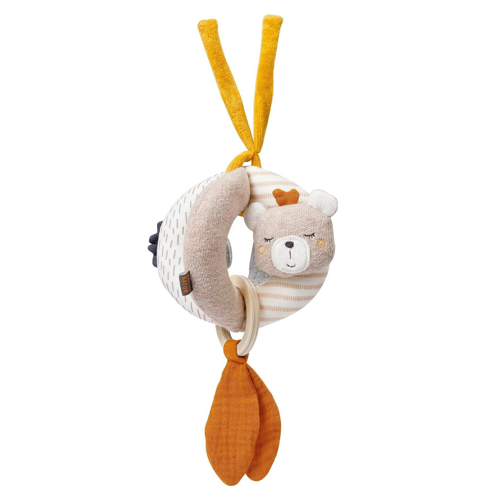 Fehn Rattle Ball colorată - minge de prindere cu amestec de materiale și zornăitor pentru aruncare, prindere, rostogolire - minge de prindere pentru promovarea abilităților motorii - minge din material textil pentru bebeluși și copii mici de la 0+ luni Jucarii Bebe Naty Shop Minge de prindere natură