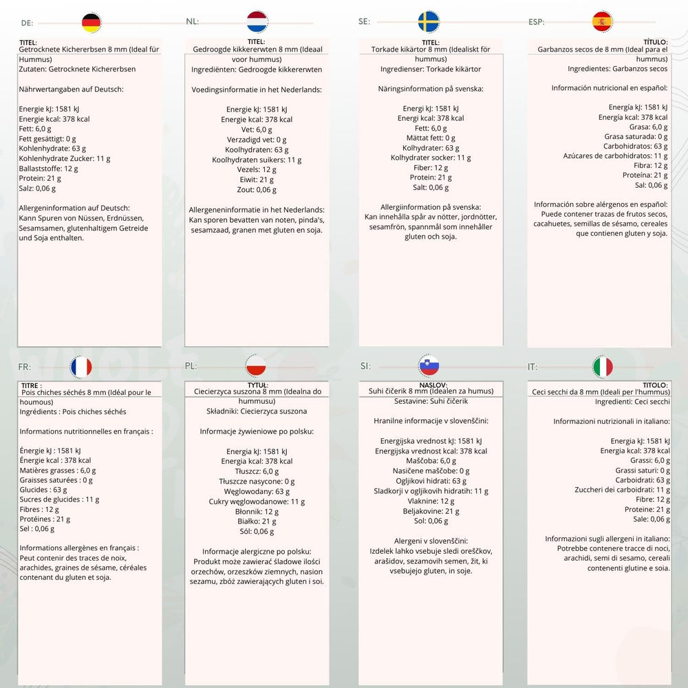 Celozrnná cizrna Earth, 8 mm (ideální pro hummus), bez GMO, přírodní, veganská, bez mléčných výrobků, bez přidaného cukru, 2 kg