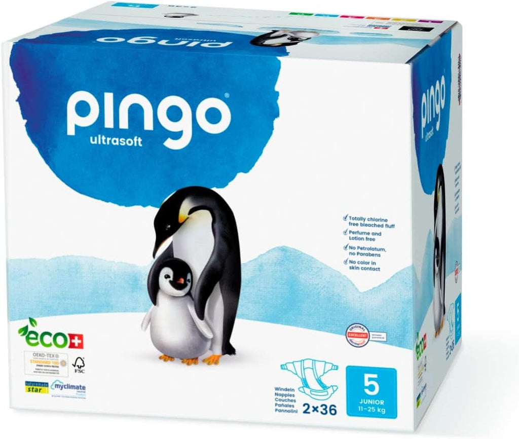 Pingo Ultrasoft, scutece ecologice, diverse marimi Mama si Copilul Naty Shop 5, 11-25 Kg, 72 scutece