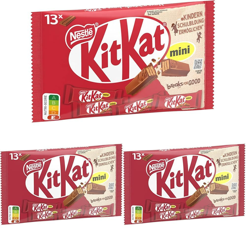 Nestlé Mini čokoládové tyčinky Mléčná čokoláda křupavé oplatkové tyčinky 3 balení (1 x 217 g)