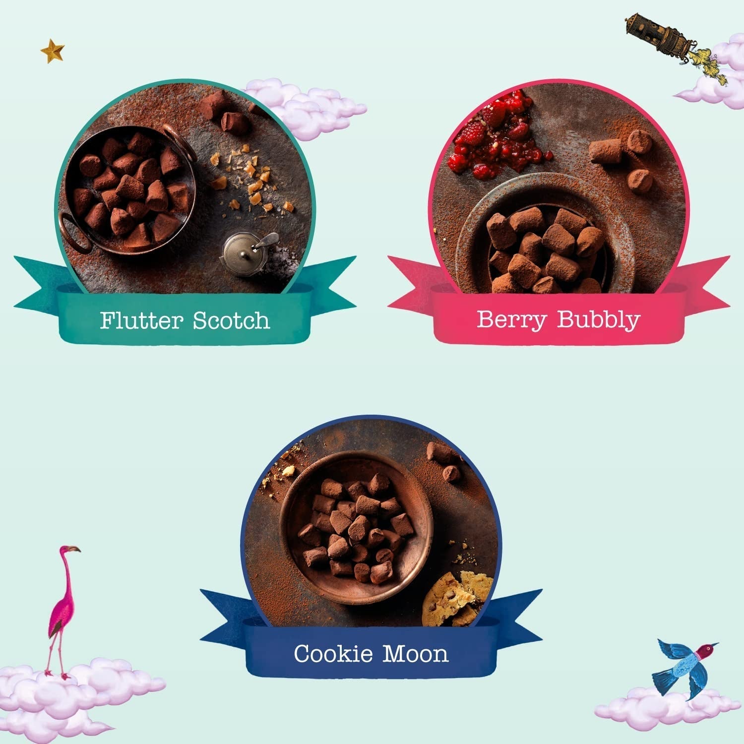 Monty Bojangles Taste Adventures Sortiment de ciocolată cu praf de cacao, 315 grame Bomboane de Ciocolata Naty Shop