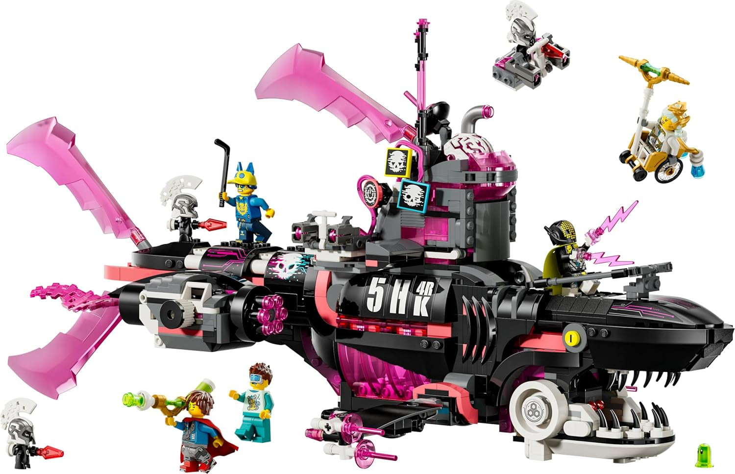 LEGO DREAMZzz Albtraumhai-U-Boot - Modulární sada se 2 stavebními prvky, 2 abnehmbaren Fluggeräten a 5 minifigurkami, vč. Mateo und Astrid - Dárek pro dívky a chlapce od 9 let - 71500