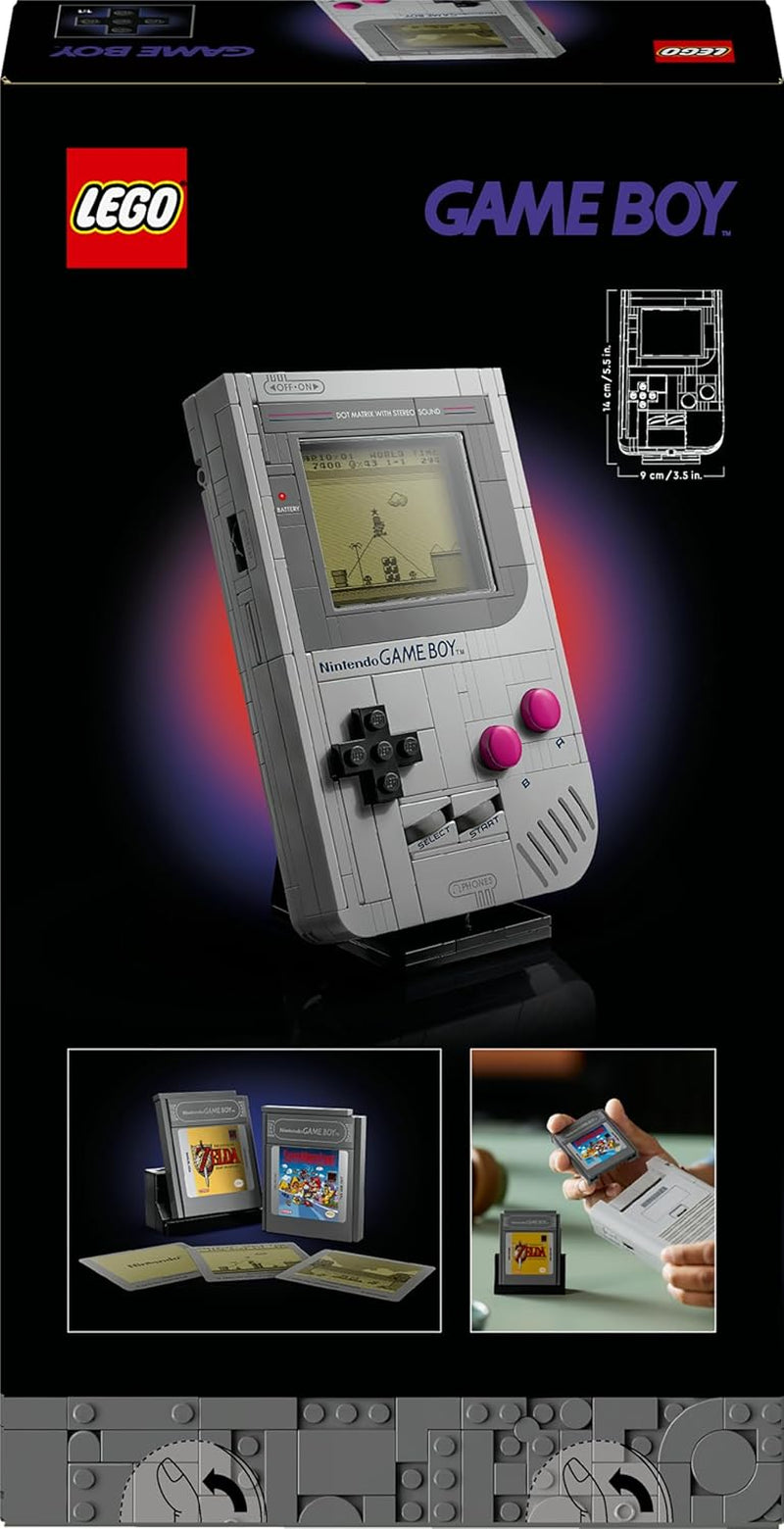 LEGO Super Mario Game Boy - Modellbau für Erwachsene - Nintendo Modell mit 2 Spielmodulen inkl. Zelda sowie Ständer - Retro Geschenk zum Vatertag für Gaming Fans - 72046
