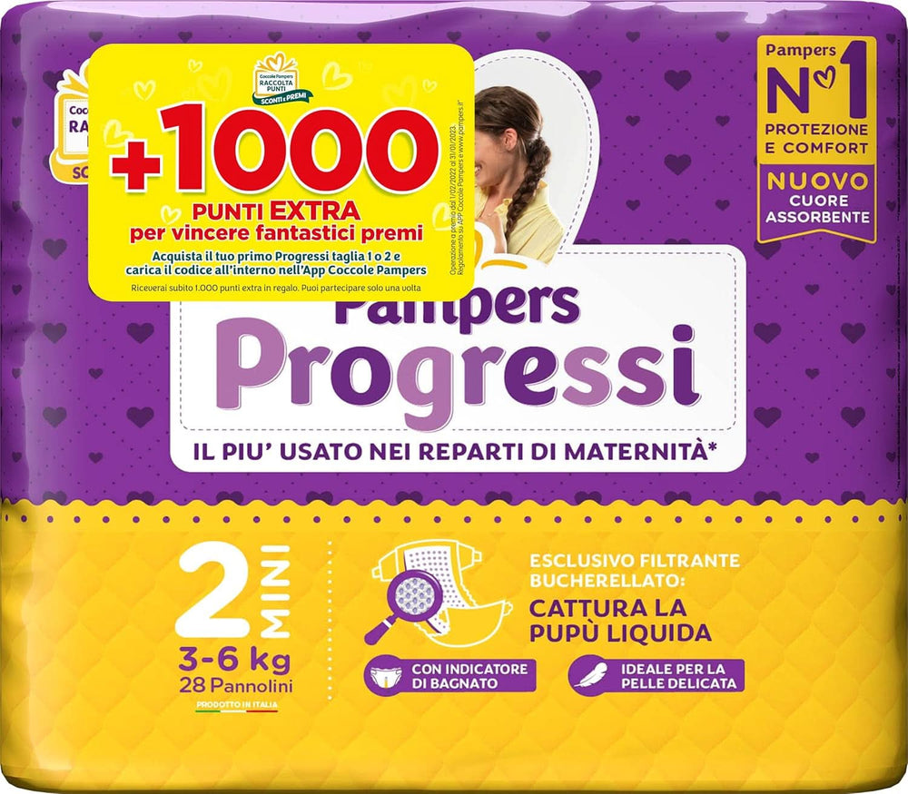 Pampers Progressi Mini, velikost 2 (3-6 kg), 28 Plenky pro matku a dítě Naty Shop