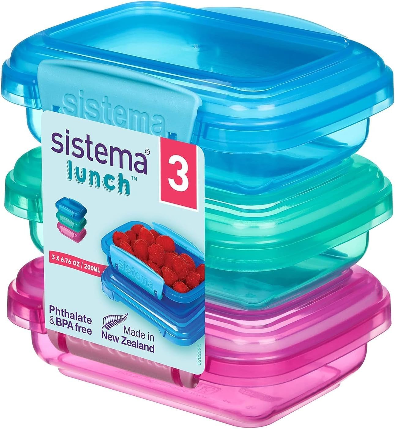 Sistema lunch box sandwich box | 450 ml | cutie de prânz stivuibilă și etanșă cu capac | pentru copii și adulți | fără BPA | culori mixte | 3 bucăți Cutii depozitare alimente Naty Shop 3 X 200 Ml