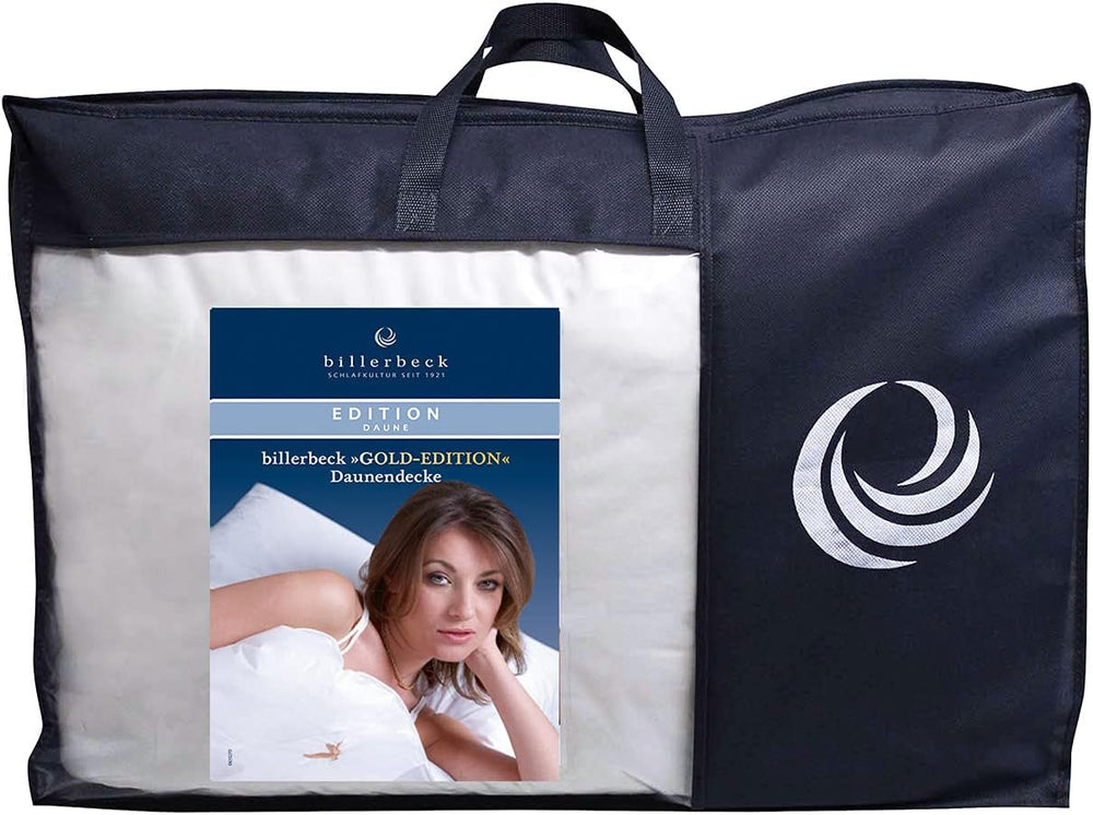Péřová přikrývka Billerbeck - E04 Gold Edition - Přikrývka pro všechna roční období - 135 X 200 Cm Přikrývka z pravého prachového peří - Střední úroveň hřejivosti Přikrývky a přikrývky Naty Shop