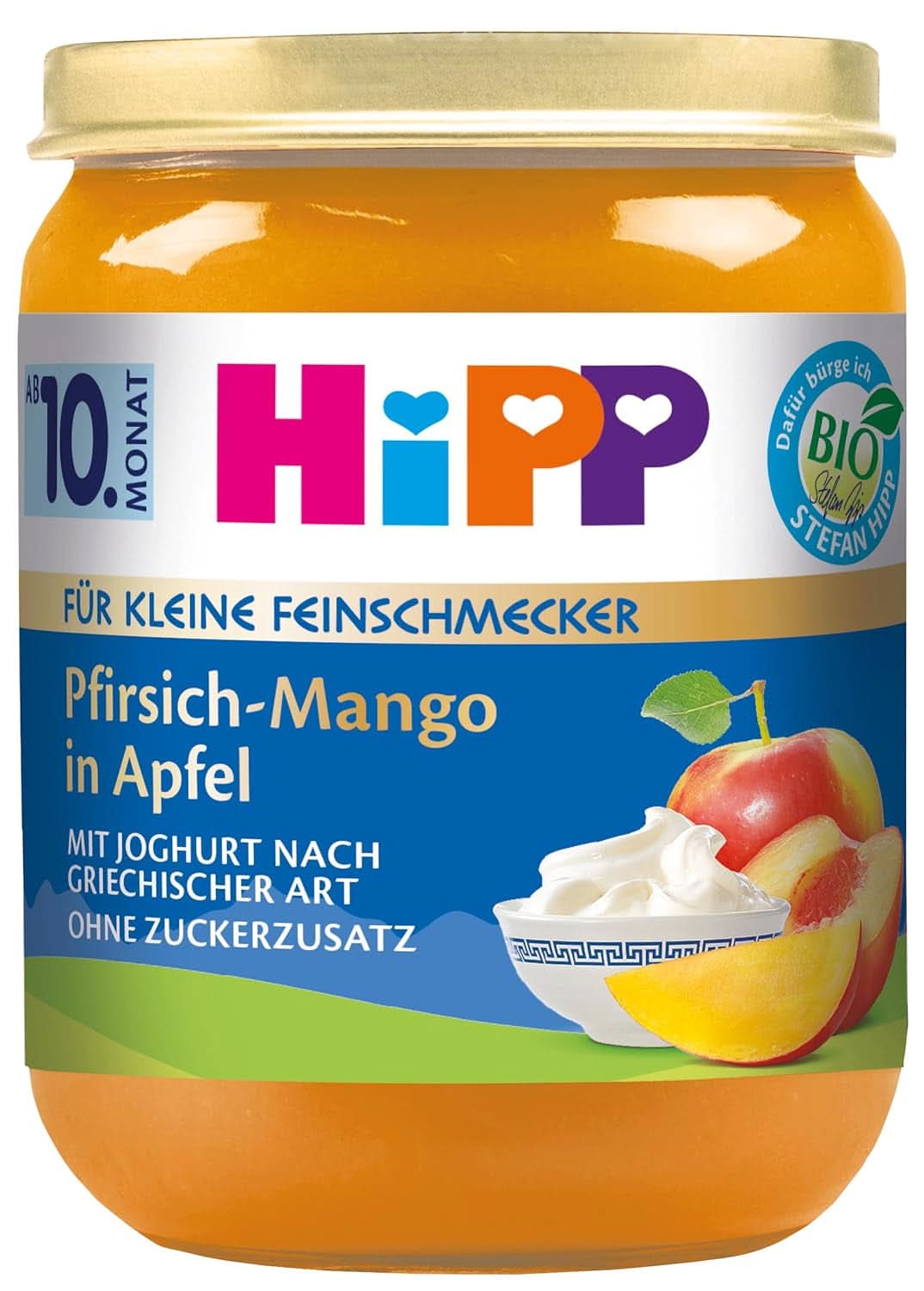 Hipp Bio Fruit Duet Ovocný jogurt, balení 6 ks (6 x 160 G) Matka a dítě Naty Shop 6 x 160 gramů Broskve-Mango v jablečném pyré s řeckým jogurtem
