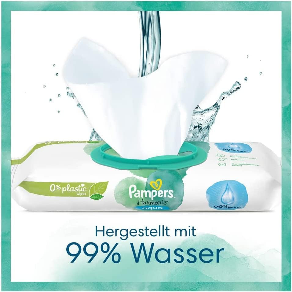 Sada dětských plen Harmonie Velikost 2 (4-8 kg, 240 kusů) MĚSÍČNÍ BOX a Krabice na vlhčené ubrousky Harmonie Aqua Baby 720 ubrousků (15 x 48), Baby Essentials