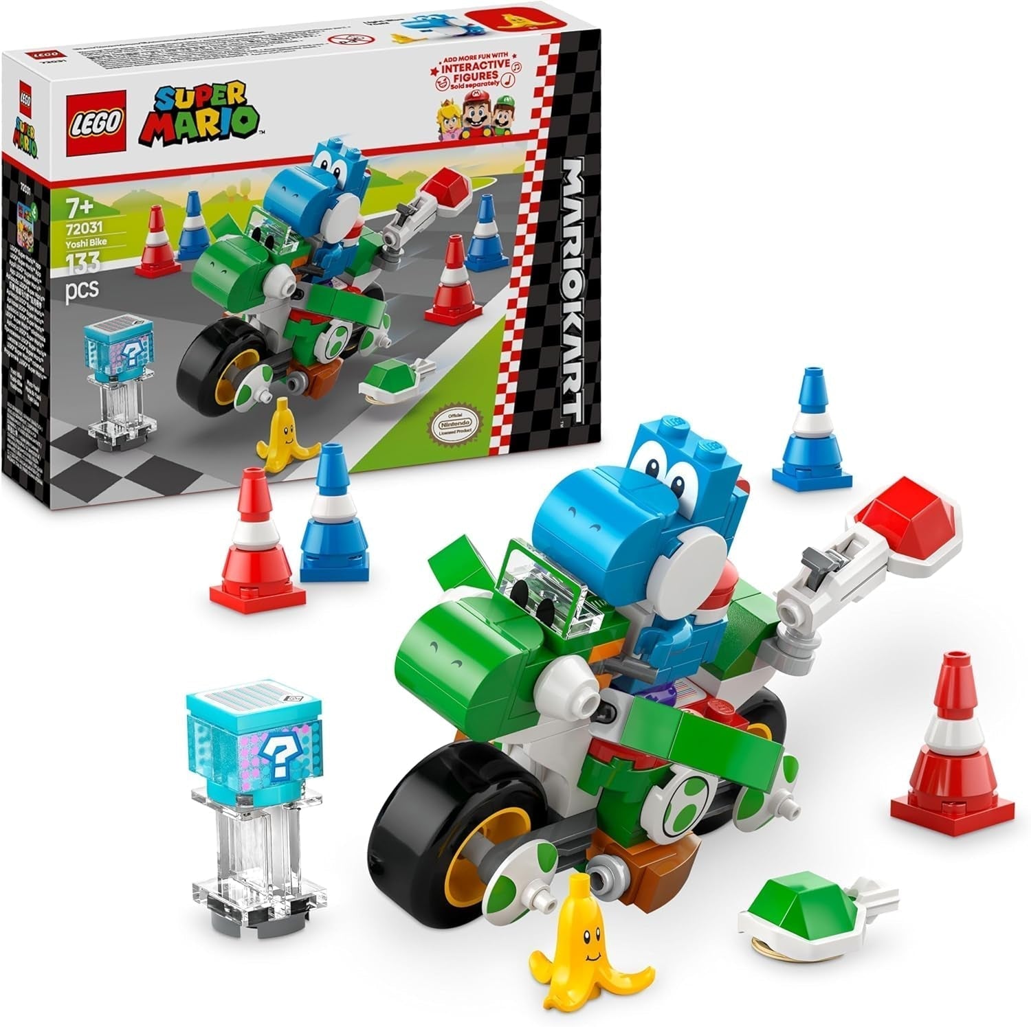 LEGO Super Mario: Mario Kart - Yoshi Bike Sběratelská dobrodružná sada Nintendo Dárek pro děti, chlapce, dívky a hráče Sada 7+ figurek Yoshi Sada 72031 stavebnic Besuche den LEGO-Store Výchozí název