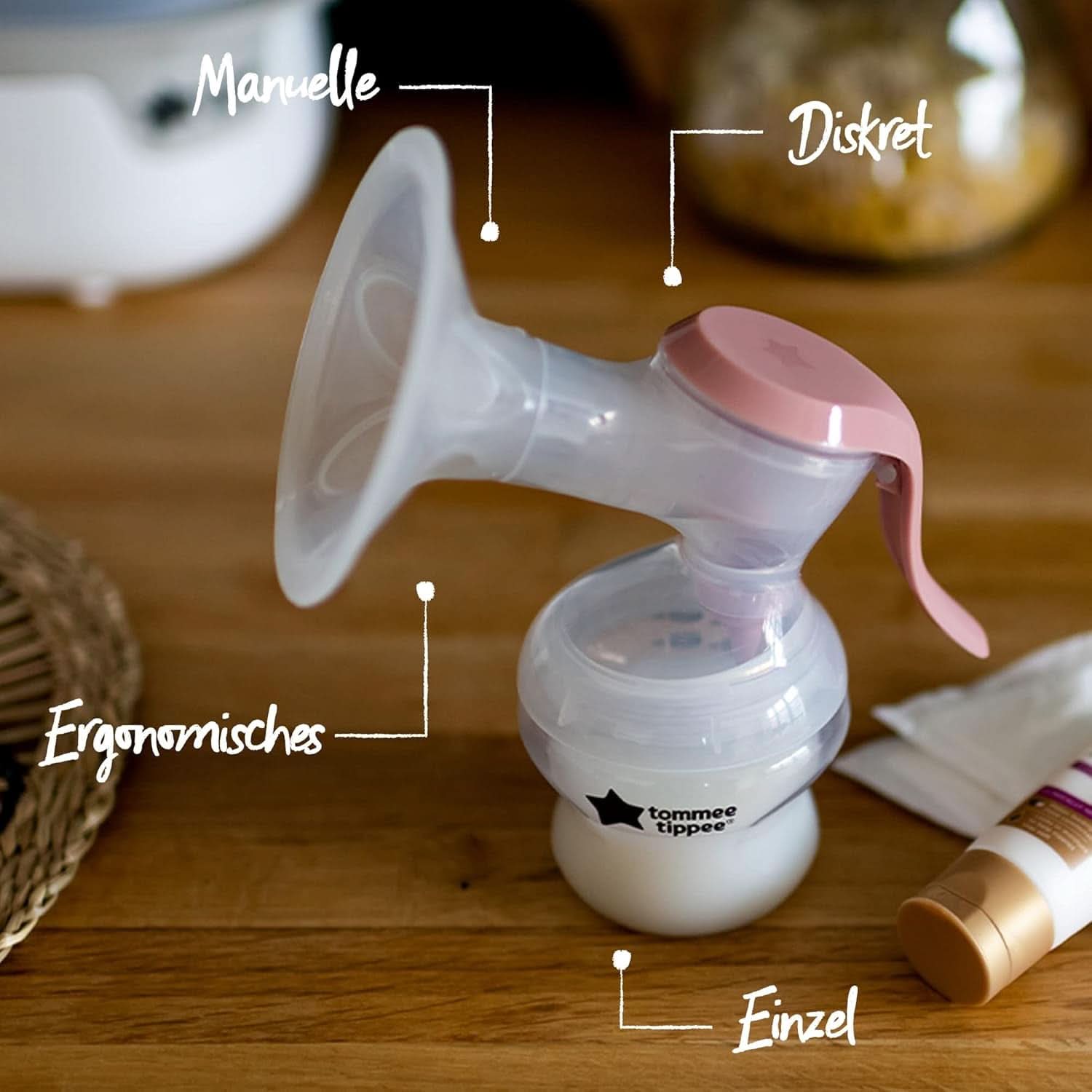 Tommee Tippee Made for Me Manuelle Einzel-Milchpumpe, Starke Saugkraft, Ergonomischer Griff, Tragbare Und Leise Milchpumpe, Samt Babyflasche Příslušenství Jídlo a kojení Bebe Naty Shop