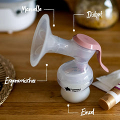 Tommee Tippee Made for Me Manuelle Einzel-Milchpumpe, Starke Saugkraft, Ergonomischer Griff, Tragbare Und Leise Milchpumpe, Samt Babyflasche Příslušenství Jídlo a kojení Bebe Naty Shop