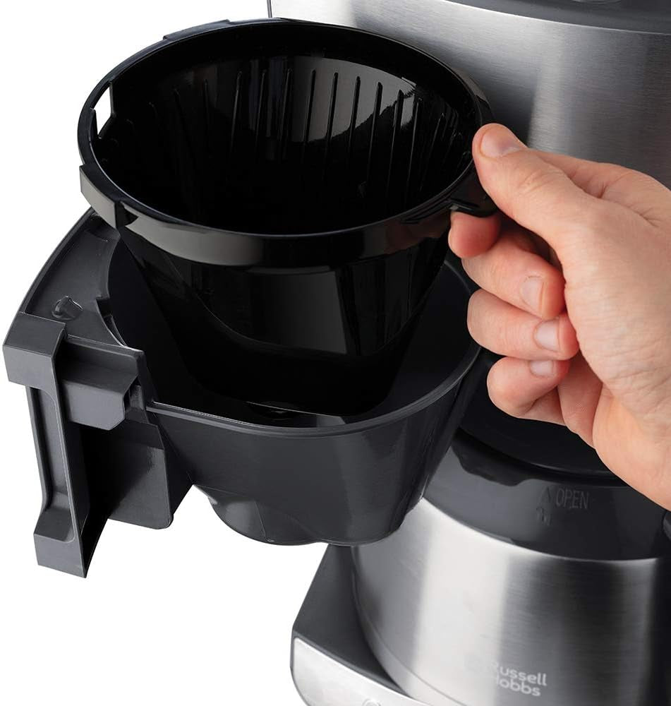 Cafetieră Russell Hobbs cu râșniță și carafă termică [temporizator digital, cap de duș pentru extracție și aromă optime] Grind&Brew (1-10 cești, 3 setări de măcinare) Cafetieră cu filtru 25620-56