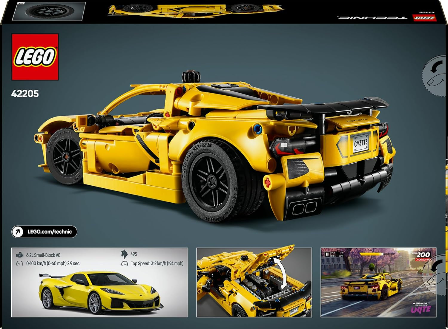 LEGO Technic Chevrolet Corvette Stingray - Bauspielzeug zum Sammeln - Spielzeug Sportwagen - Modell Auto - Geschenk für Jungen und Mädchen ab 9 Jahren, die Spielzeugautos lieben 42205