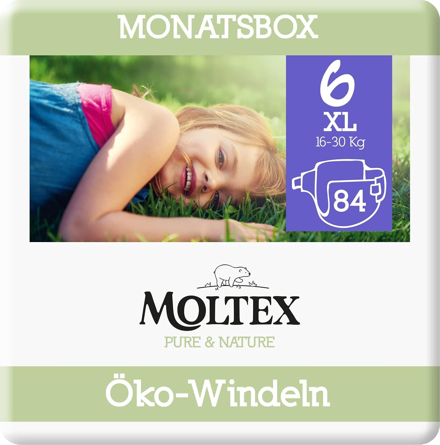 Organické plenky Pure & Nature Velikost 6 XL (17-28 kg) Měsíční box 84 Organické plenky