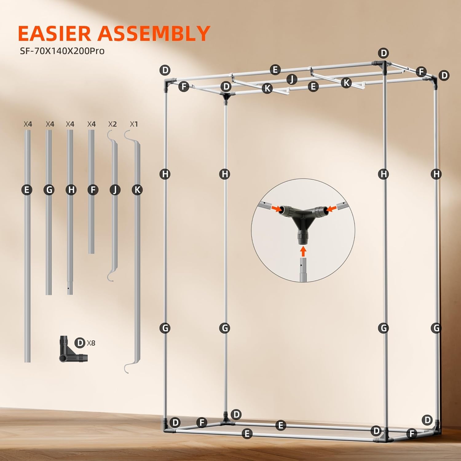 Pěstební stan Spider Farmer Pro 70x140x200cm s rolovacími dveřmi, pozorovacím oknem, odnímatelným podlahovým panelem, tkanina Mylar 2000D, pro vnitřní hydroponii s SF4000, G4500, SE4500