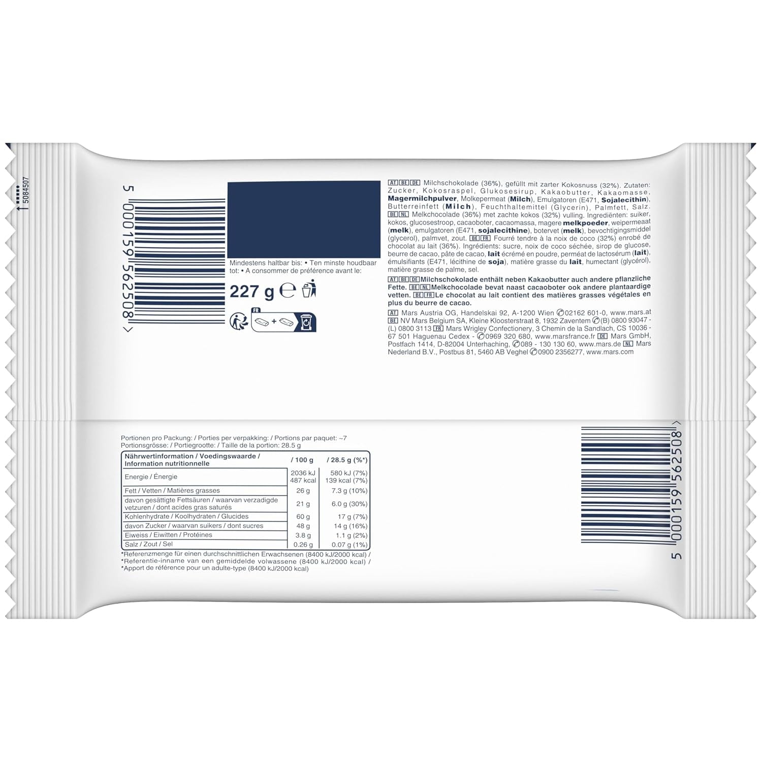 Hromadné balení čokolády Bounty Minis, jemné kokosové mini čokoládové tyčinky, 227 g, nápad na čokoládový dárek, hromadné balení čokolády