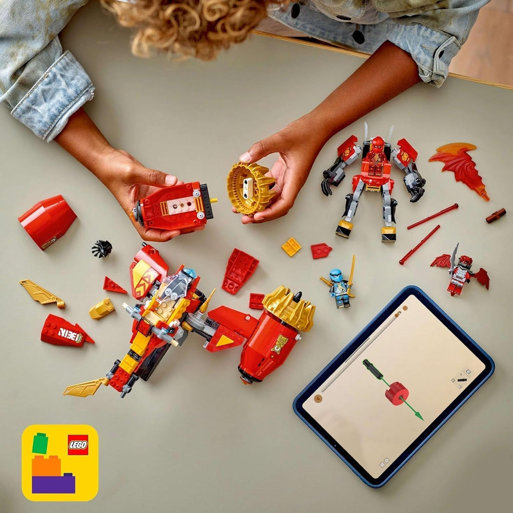 LEGO NINJAGO Kai's Storm Rider Mech - Létající motorka se 3 minifigurkami - Mechanik s pohyblivou hlavou, rukama a nohama - Stavebnice - Dárek pro chlapce a dívky ve věku 7+ 71830 Stavebnice Besuche den LEGO-Store