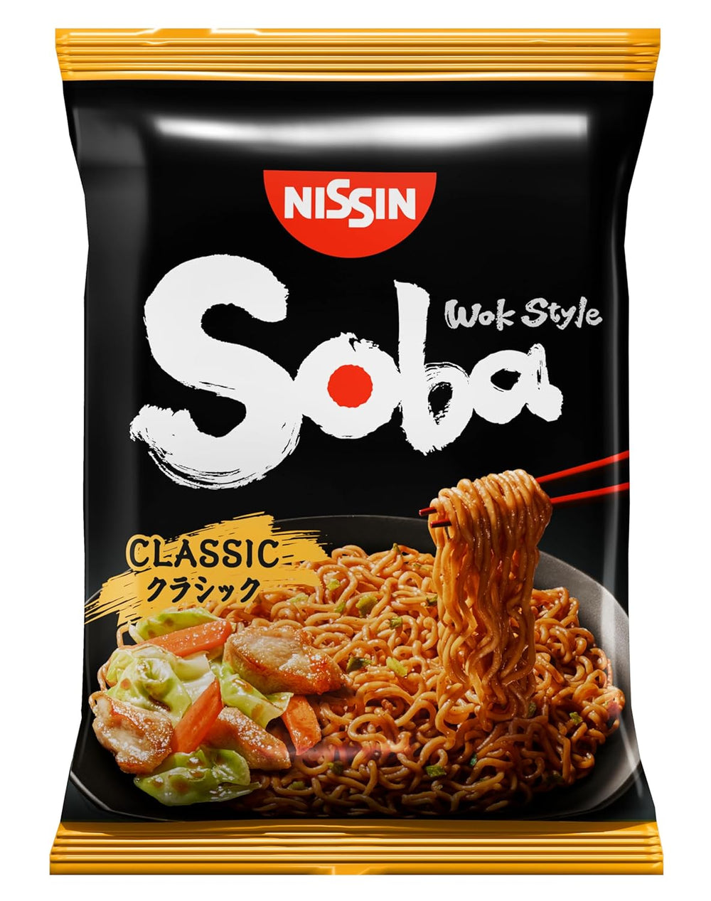Nissin Bag Soba Noodles – klasické japonské instantní nudle 9 balení wok styl s omáčkou Yakisoba Rychlé vaření asijské jídlo (9 x 109 g)