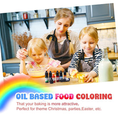 Colorant alimentar liposolubil pentru ciocolată - culorile curcubeului, coloranți alimentari pe bază de ulei pentru fondant, decorarea torturilor, copt - colorant alimentar lichid pentru unt de cacao, cremă de unt - 12 g fiecare