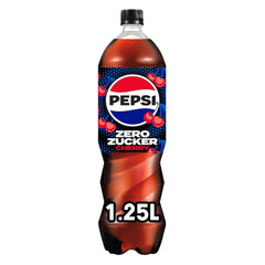Pepsi Zero Sugar Cherry, Nealkoholický nápoj bez cukru, kofeinová cola s třešňovou příchutí v láhvi, sada 6 x 1,25 litru Naty Shop