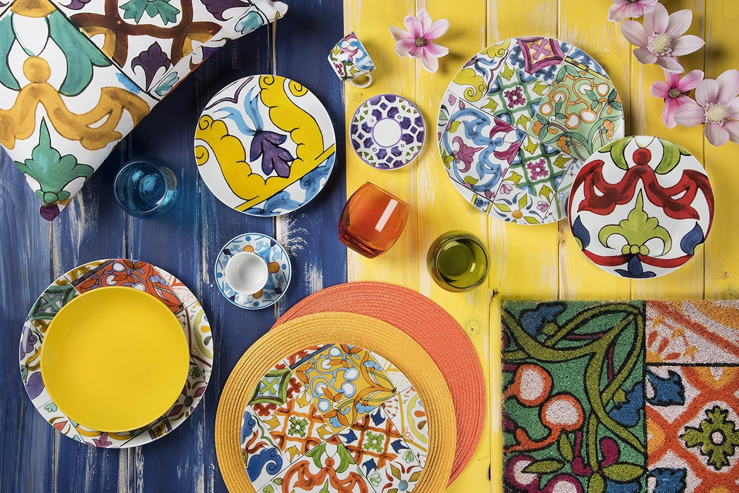 Excelsa Lisbona Tellerservice, 18-teilig, Porzellan und Keramik, mehrfarbig