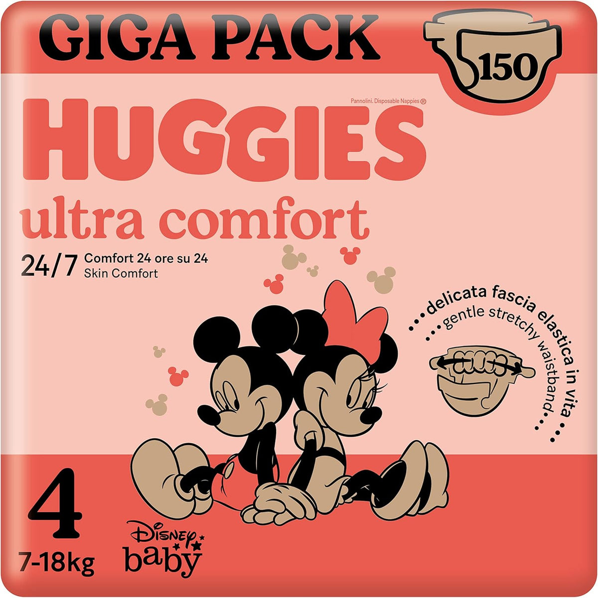 Plenky Huggies Ultra Comfort, velikost 4 (7-18 kg), Disney Design, Value Pack, 150 kusů