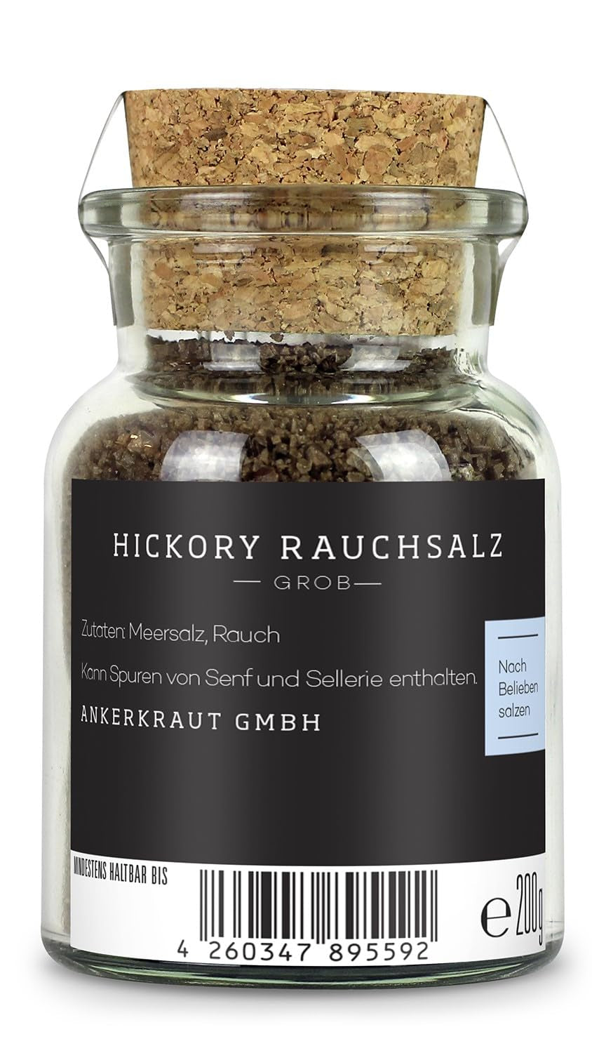 Ankerkraut Hickory Rauchsalz, echtes Rauchsalz aus den USA, 75 g v Korkenglas