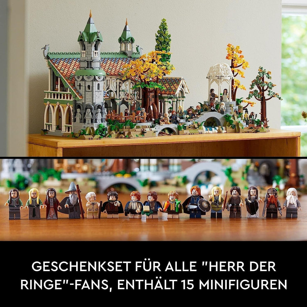 LEGO Icons The Lord Of The Rings: Rivendell – sbírka a výstavní sada pro dospělé s 15 jedinečnými minifigurkami včetně Gandalfa, Legolase, Aragorna a Froda, exkluzivně na Amazonu – 10316 stavebnic Besuche den LEGO-Store