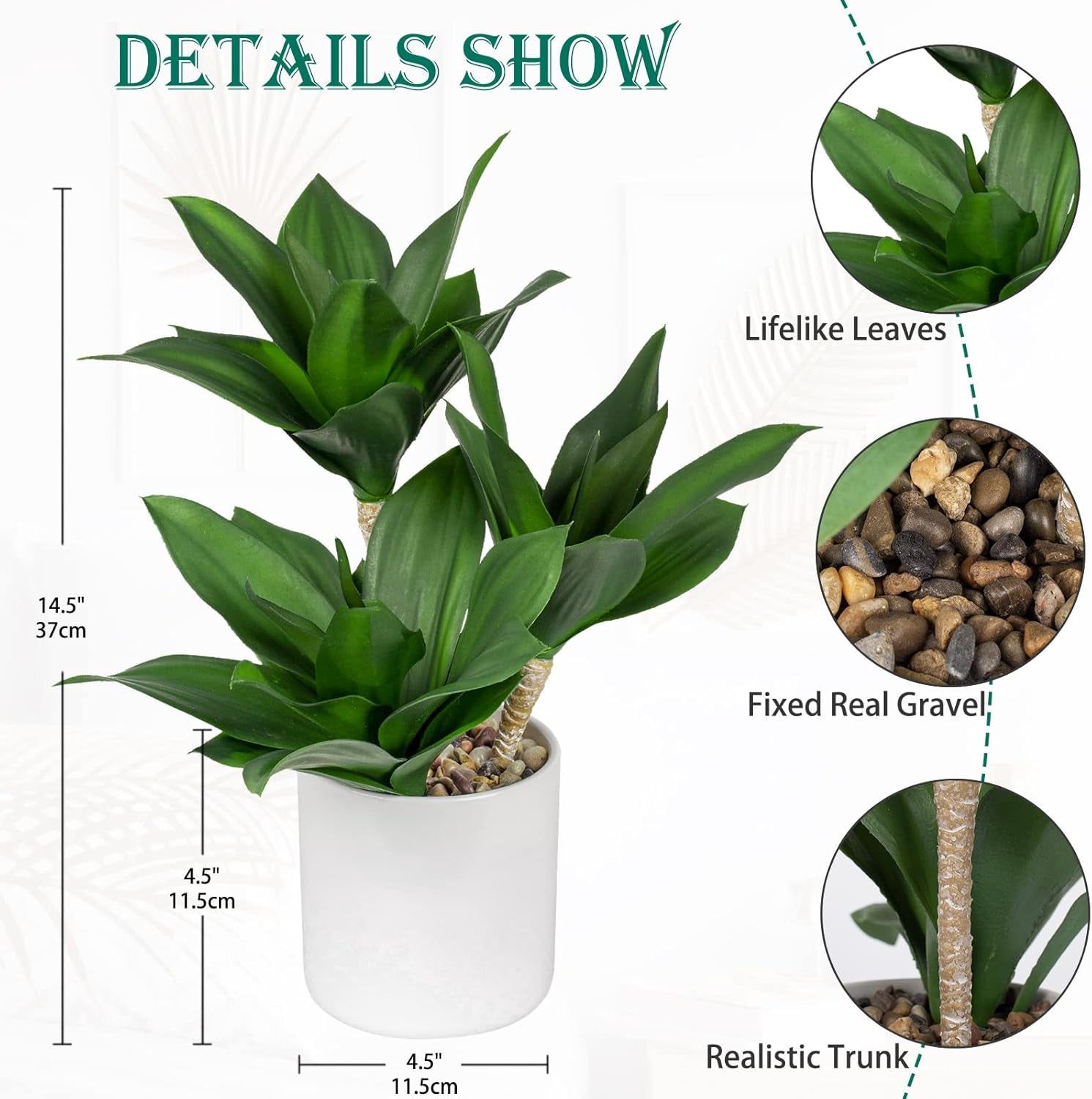 Groß Sukkulenten Künstliche Pflanzen Deko Im Topf 37Cm, 3 Stück Agave Pflanze Faux Sukkulente Kunstpflanze Im Topf Keramik, Sukkulente Topfpflanzen Deko Aloe Yucca Vera Für Haus Büro Küche Desktop#2