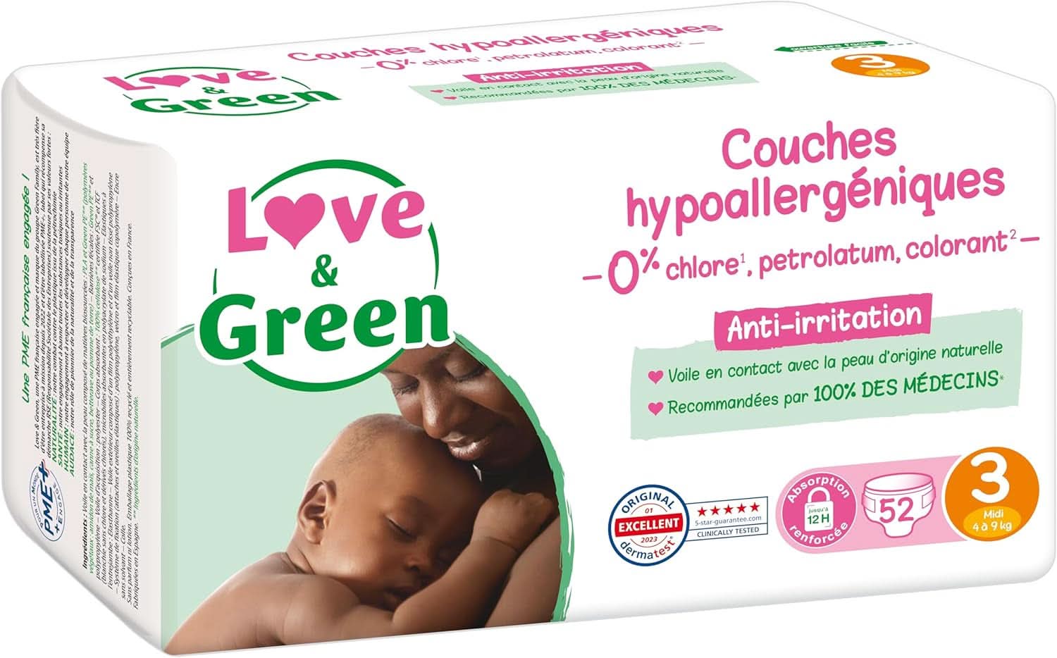 Love & Green, scutece marimea 3, hipoalergenice, fara clor Mama si Copilul Naty Shop