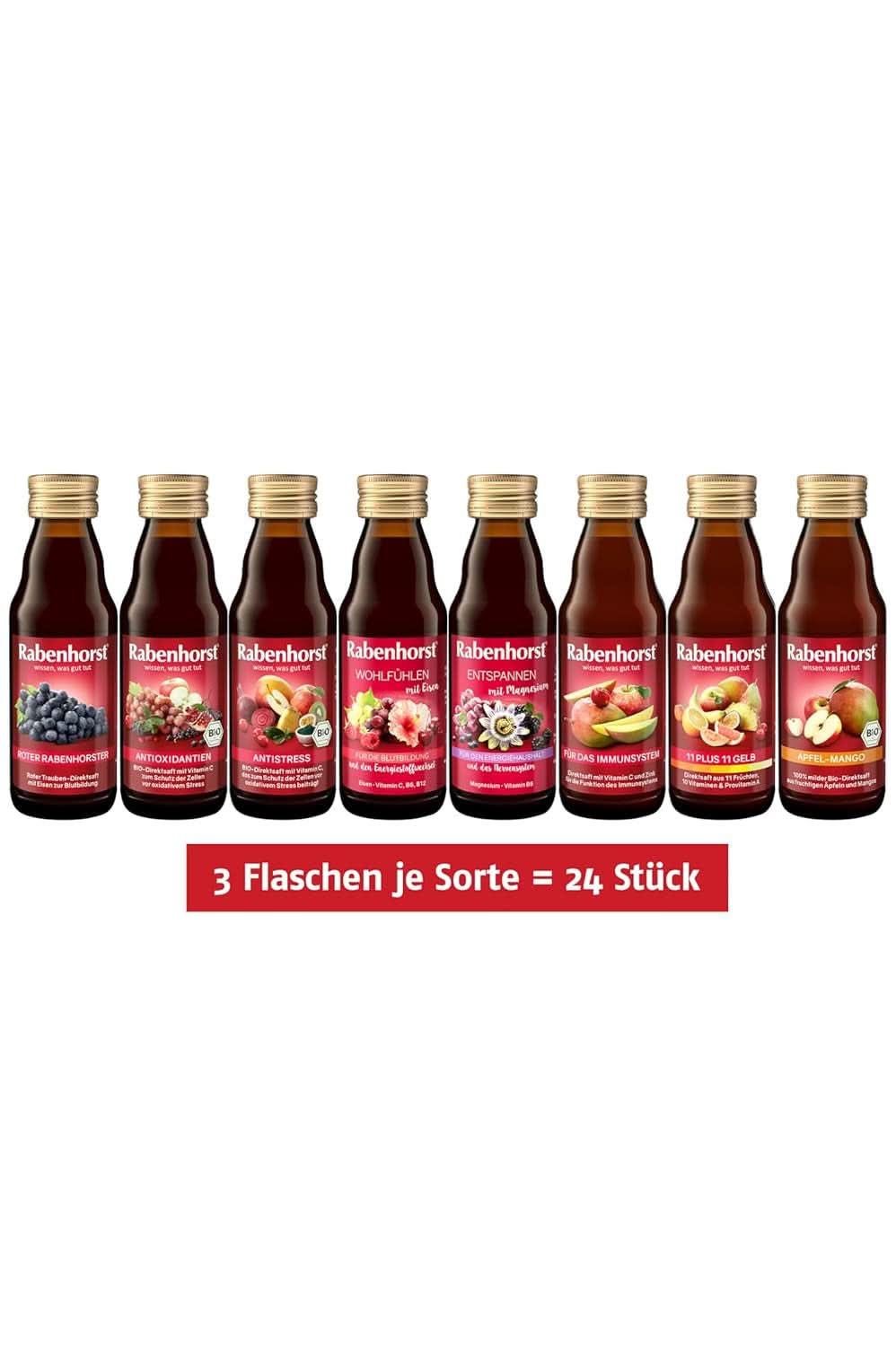 Rabenhorst mini degustační balíček, 8 druhů nebo 3 lahve (24 X 125 ml) Nealkoholické nápoje Naty Shop