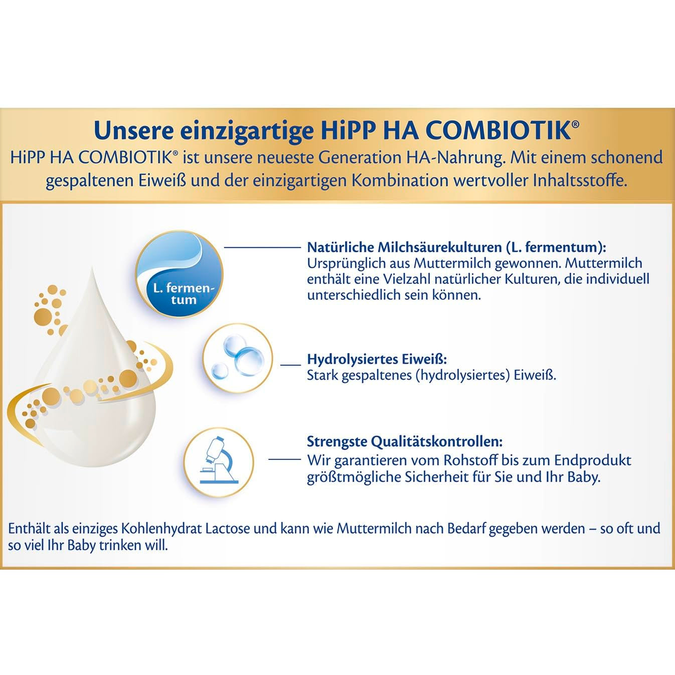 HiPP PRE HA Combiotik (4 x 600 g), hydrolyzované sušené mléko pro kojence od narození, s přírodními mléčnými kulturami, pro citlivý imunitní systém