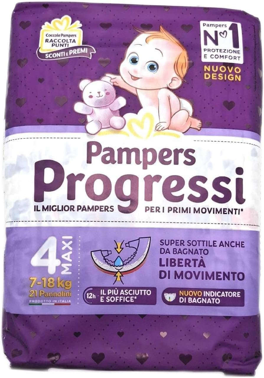 Maxi plenky Pampers Progressi + 500 bodů na mazlení navíc, velikost 4 (7 – 18 kg), 126 plen (standardní velikost)