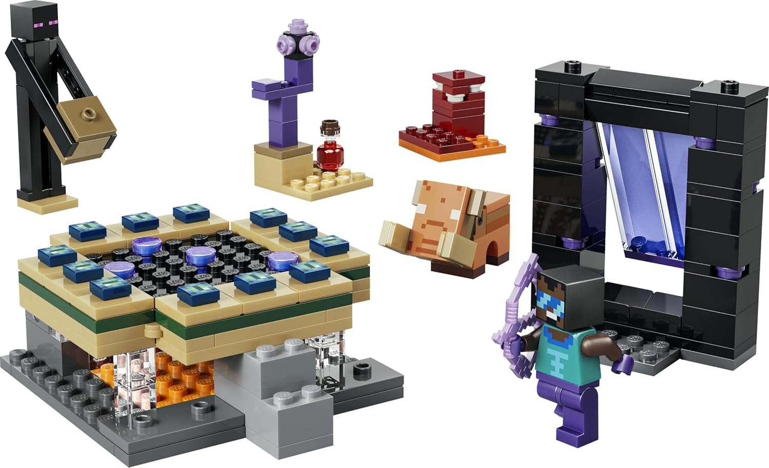 LEGO Minecraft Reise durch Nether und Endportal - Kinder Spielzeug mit Helden, Enderman and Baby Hoglin Figuren - Set s Minecraft Figur - Gamer Geschenk für Jungen und Mädchen ab 7 Jahren - 21584